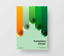 Premium corporate brochure vector design layout. Clean 3D spheres journal cover illustration.