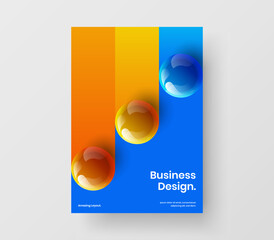 Isolated 3D balls handbill template. Fresh annual report vector design layout.