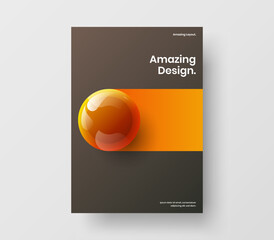 Original 3D spheres flyer layout. Clean cover vector design illustration.