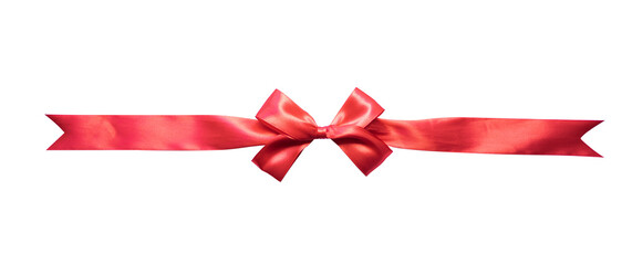 Red bow with long ribbon isolated for ornament