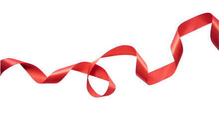 Abstract red ribbon isolated for gift box ornament and frame