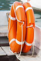 the rescue rings on a ship