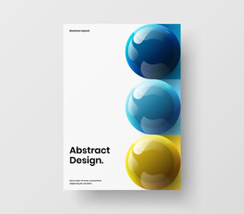 Abstract 3D balls book cover layout. Multicolored company brochure A4 design vector illustration.