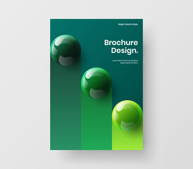 Isolated corporate brochure A4 design vector layout. Fresh 3D spheres magazine cover concept.