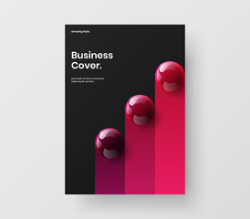 Fresh realistic balls pamphlet template. Vivid company cover vector design layout.
