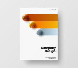 Creative corporate brochure vector design layout. Minimalistic 3D balls catalog cover concept.