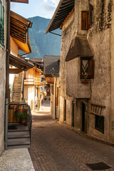 Fototapeta na wymiar View of the town of Mezzano, Trentino Alto Adige - Italy