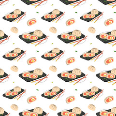 bright vector illustration of Asian food.