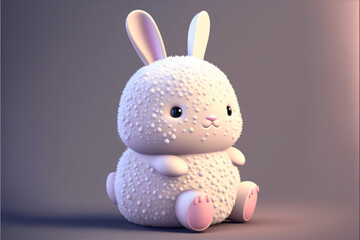 Cute rabbit character illustration, marshmallow style. Ai llustration, fantasy digital painting, artificial intelligence artwork

