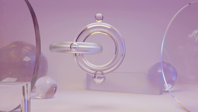 Seamless loop animation of two torus connected like chain links, oddly satisfying, Abstract background, Infinite Loop, 3d render