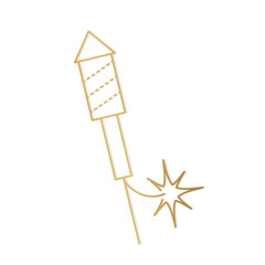 golden fireworks icon, celebration of New Years Eve - vector illustration