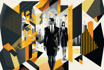 Elegant and contemporary business illustration in geometric design. Generative AI