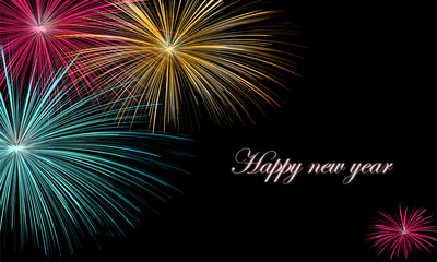 Happy new year fireworks celebration background
