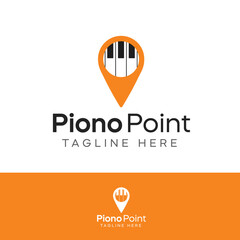 Piano point logo, Piano keys concept location, 