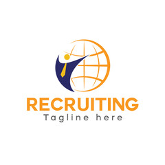 recruiting logo design, human and globe