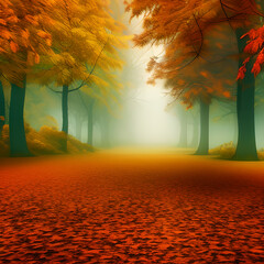 Autumn Forest Background, Autumn Landscape Background, Fall Landscape Background "Generative AI"