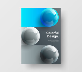 Multicolored realistic spheres catalog cover layout. Amazing front page design vector illustration.