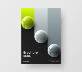 Unique 3D balls catalog cover concept. Isolated corporate brochure vector design template.