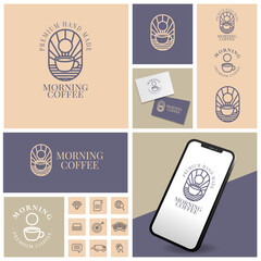MORNING COFFEE CAFE VECTOR PROFESSIONAL LOGO WITH ICON SET