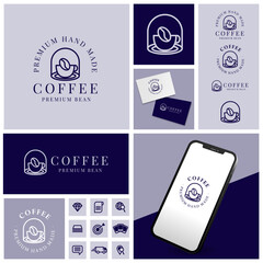 ELEGANT COFFEE CAFE VECTOR PROFESSIONAL LOGO WITH ICON SET