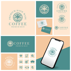 SIMPLE COFFEE CAFE VECTOR PROFESSIONAL LOGO WITH ICON SET
