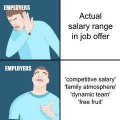 Salary range in job offers meme