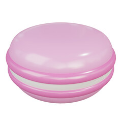 Strawberry Macaron front picture. 3d rendering.	