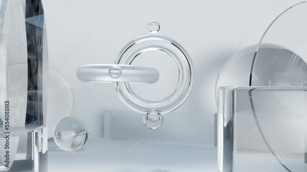 Wall mural seamless loop animation of two torus connected like chain links, oddly satisfying, abstract backgrou