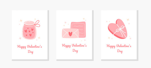 Fototapeta na wymiar Valentine's day concept cute pink posters set. Vector illustration Cute love sale banners or greeting cards. Flyers, invitation, poster, brochure, banner.