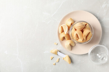 Chinese fortune cookies with prediction words, space for text