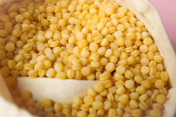 Concept of cooking, uncooked ptitim, close up
