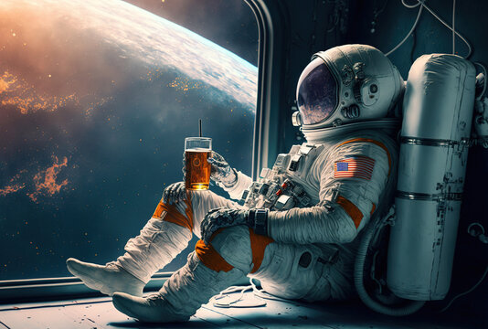 astronaut taking a break in space. Generative AI