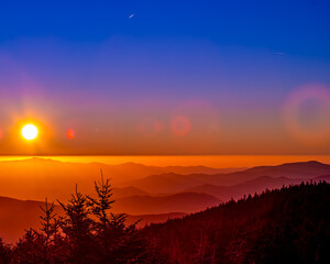 sunset over the Smokey Mountain's