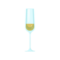 A glass of champagne with bubbles. Vector object on a white background, Isolate.