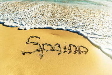 Fototapeta premium The inscription on the sandy beach Spain
