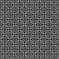 Black and white seamless abstract pattern. Background and backdrop. Grayscale ornamental design. Mosaic ornaments. Vector graphic illustration. EPS10.