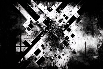 Black and white grunge. Illustration of Original Graphic Design. Modern Abstract Texture Template. Generative AI