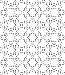 Black and white seamless abstract pattern. Background and backdrop. Grayscale ornamental design. Mosaic ornaments. Vector graphic illustration. EPS10.