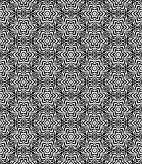 Black and white seamless abstract pattern. Background and backdrop. Grayscale ornamental design. Mosaic ornaments. Vector graphic illustration. EPS10.