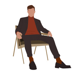 Male businessman in a suit sit on a chair. Faceless abstract illustration
Flat vector illustration on isolated white background