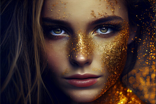 Gold Glitter Woman - AI Art