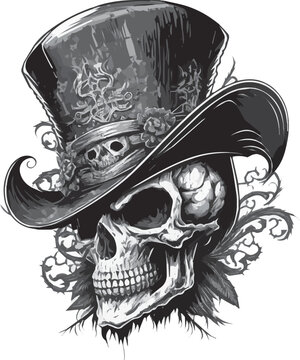 Elegant skull with a hat