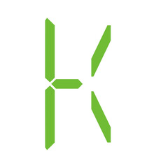 Simple illustration of digital letter or symbol Electronic figure of letter K