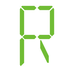 Simple illustration of digital letter or symbol Electronic figure of letter R