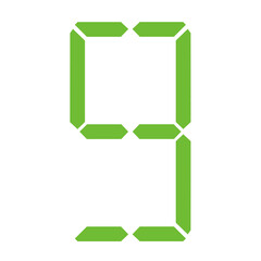 Simple illustration of digital number. Electronic figure of number nine