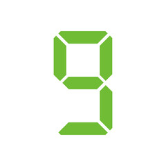 Simple illustration of digital number. Electronic figure of number nine