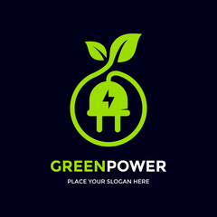 Eco Energy Vector Logo with leaf symbol