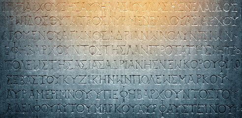 Ancient Greek text. Ancient Greek is the language of the empire of Alexander and the kingdom of the Diadochi, the Roman Empire. Background on the theme of ancient culture, archeology and history.