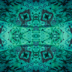 Ikat Ethnic. Olive Geometric Decorative Elements.