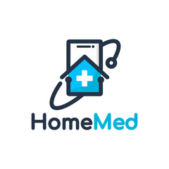 Home medical with phone vector logo template